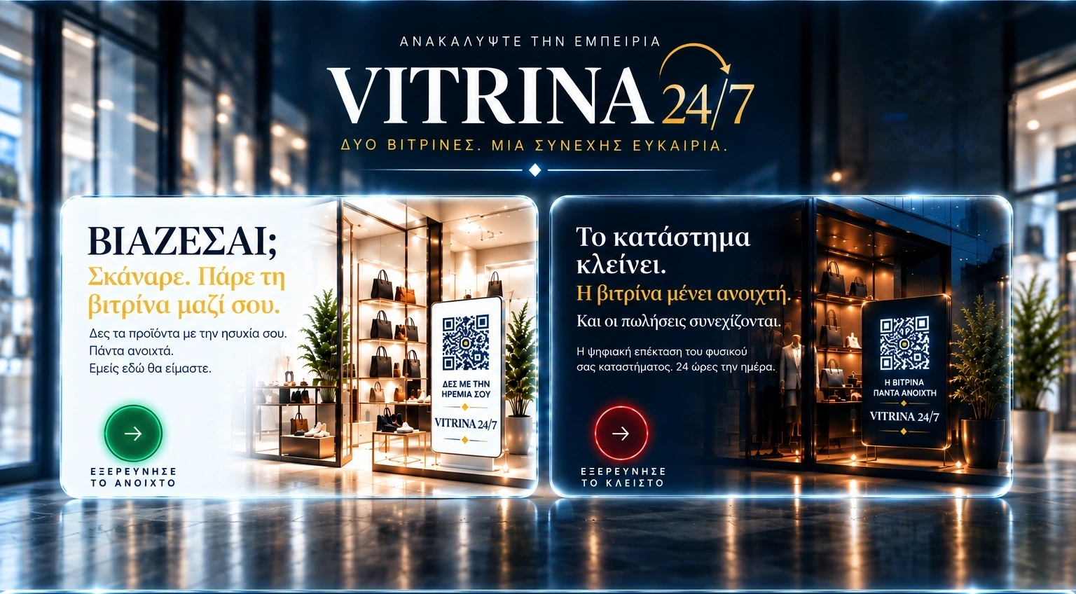 VITRINA 24 / 7 — ΑΝΟΙΧΤΟ και ΚΛΕΙΣΤΟ